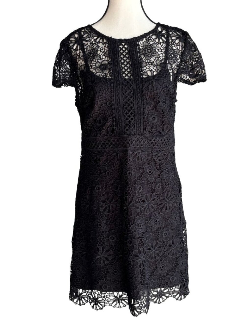 ZARA CROCHETED BLACK LITTLE DRESS, SZ. L